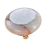 Petit cendrier en albâtre avec garnitures en laiton, Italie, années 1970.