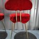 Pair of Pelfran Vintage red furry sheepskin chairs