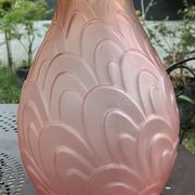 Art Deco vase, frosted moulded glass from the 1930s.
