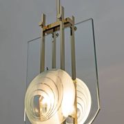 Gallotti & Radice Mid-century Modern Italian Brass and Crystal Pendant, 70s
