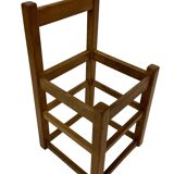 Set of four vintage chairs / stool - brutalist style minimalist oak and wicker 60s