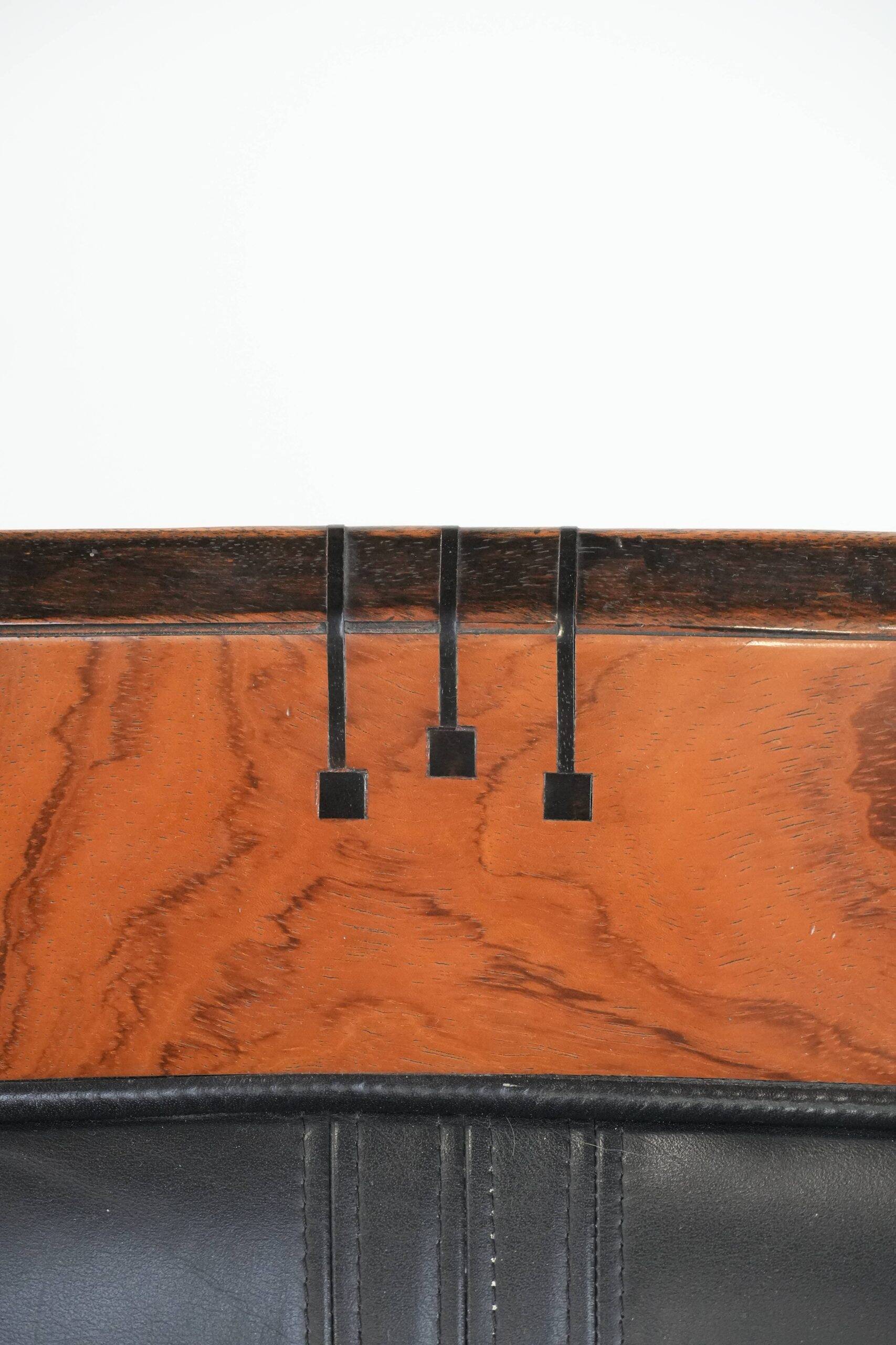 Set of  two black leather Art Deco design armchairs