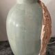 Vintage lamp base in Mactan stone and green marble.