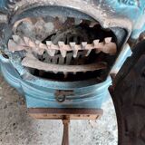 Blue enameled cast iron frying pan
