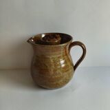Enameled stoneware pitcher with ice cube tray - vintage