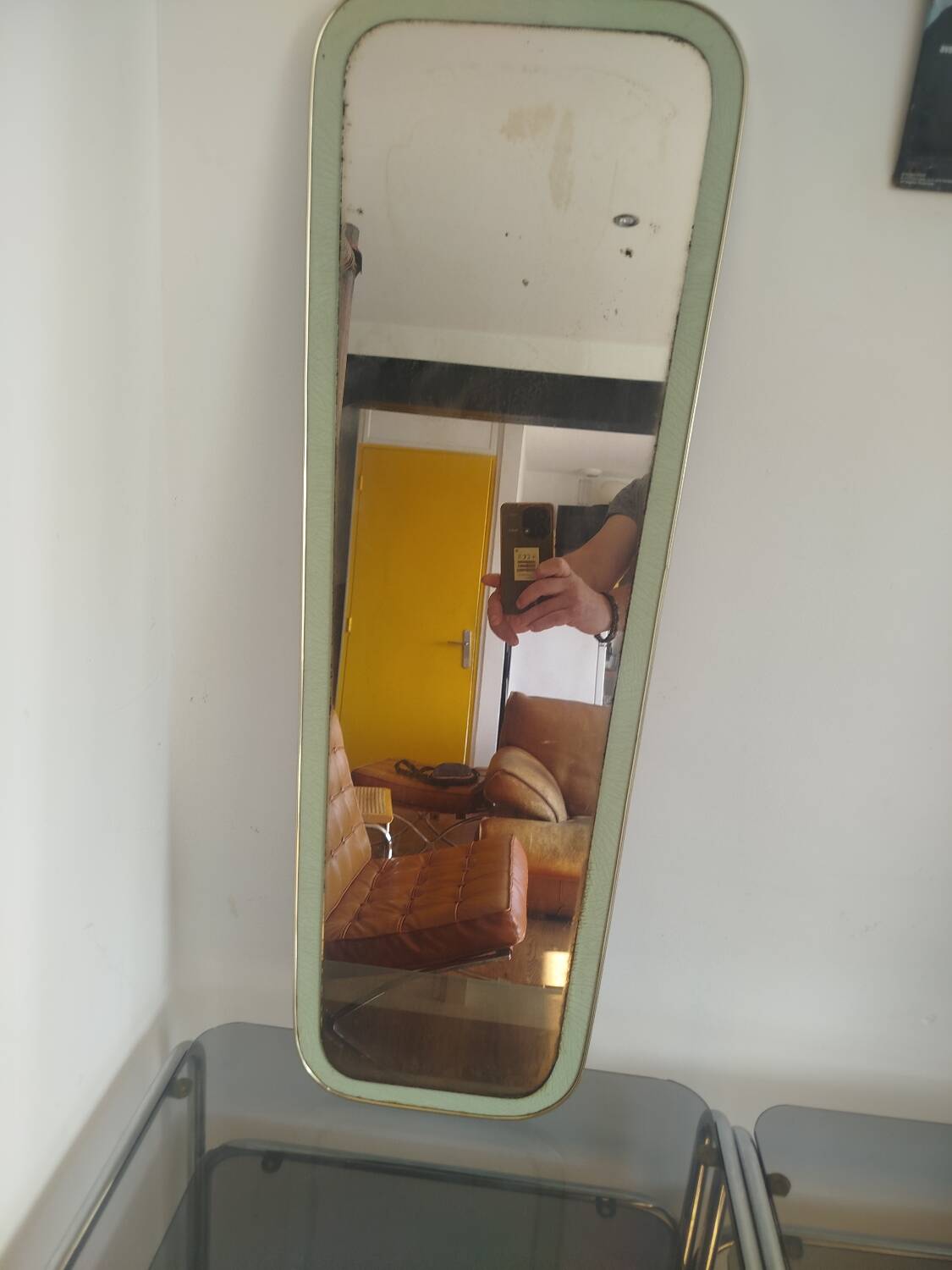 Large vintage rearview mirror from the 50s/60s