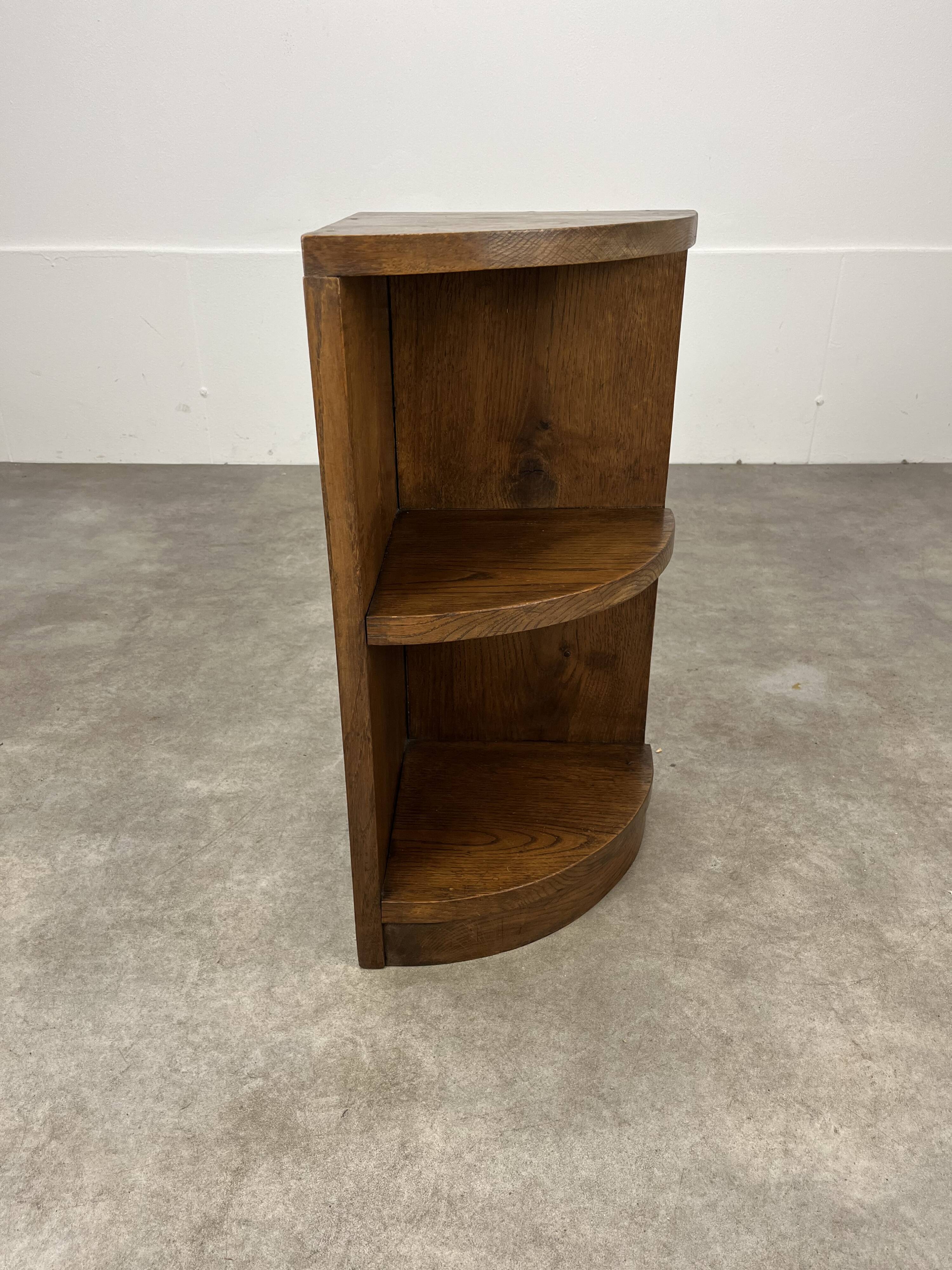 Art Deco corner unit in solid oak, corner cupboard