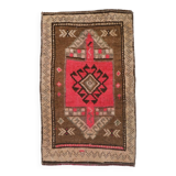 2x2 Brown Pink Classic Vintage Rug, 48x75Cm