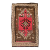 2x2 Brown Pink Classic Vintage Rug, 48x75Cm