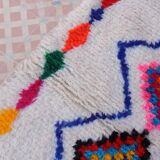 Ecru Moroccan rug with coloured patterns 250cm x 150cm