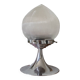 Antique lamp with a glass globe in Holophane style and chrome metal.