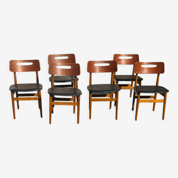 Set de 6 chaises scandinave en teck