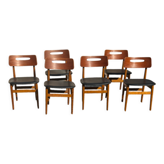 Set of 6 scandinavian teak chairs