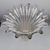 Large vintage clear glass fluted vase with wavy rim 26 cm
