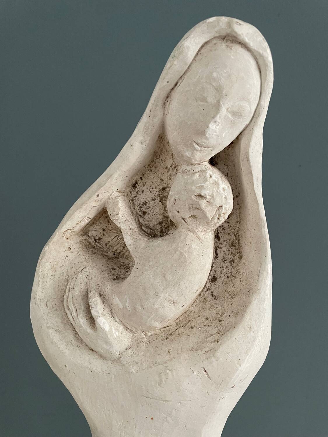 Virgin and child plaster sculpture