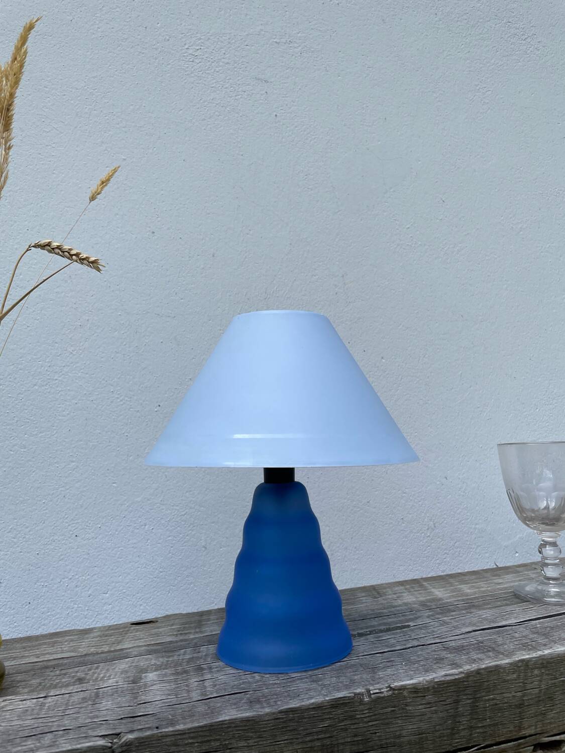Blue glass lamp 1990