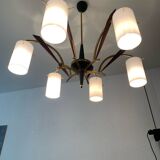 Lustre en laiton et teck
