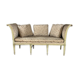 Directoire bench in carved wood and lacquered in shades of green, late eighteenth century