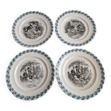 Set of 4 plates "the fables of La Fontaine" Digoin Sarreguemines