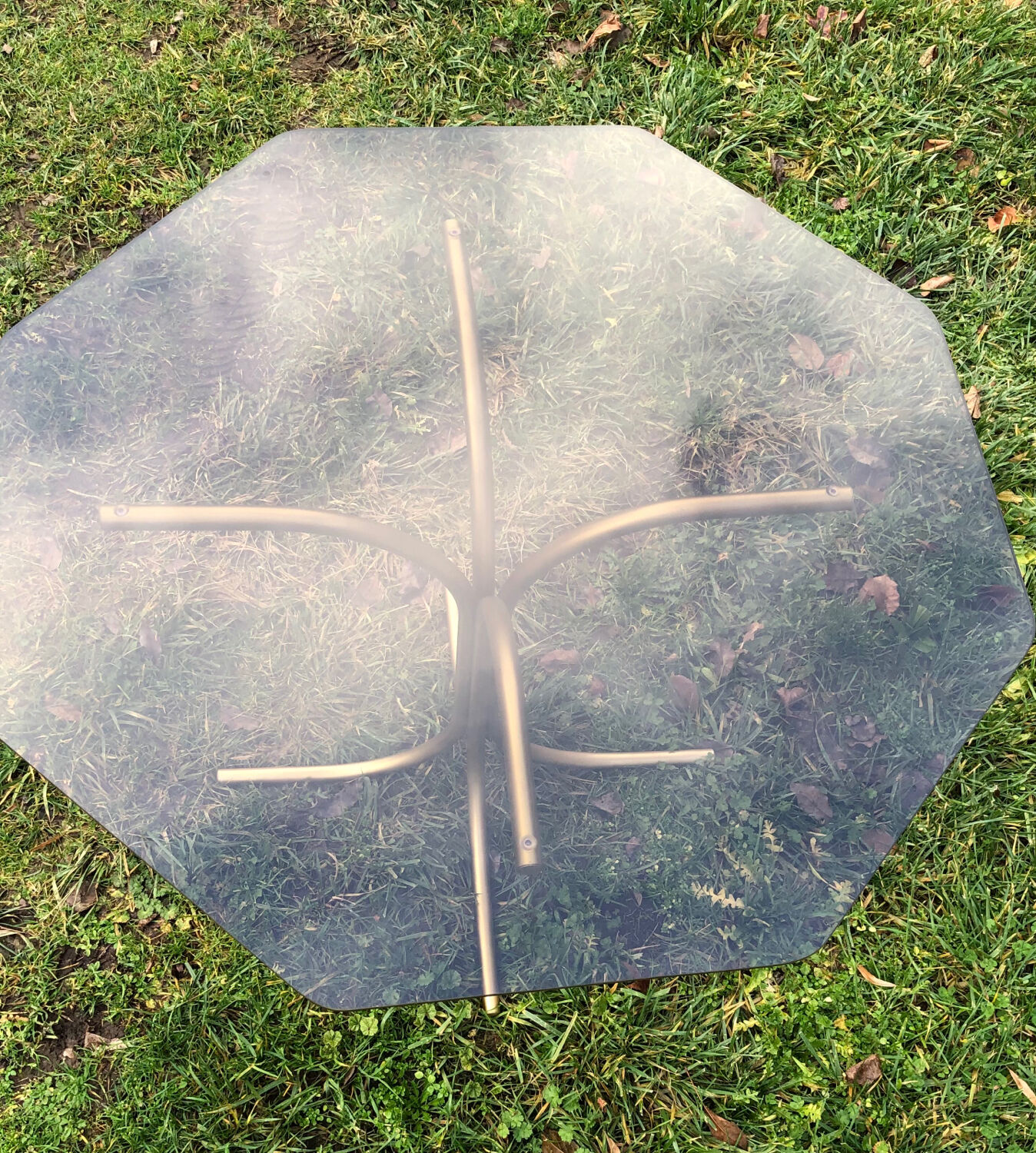 Octagonal table smoked glass