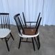 Ensemble de 3 chaises de salle à manger vintage noir et blanc, style Ilmari Tapiovaara, scandinave.