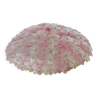 Wonderful Extra Large Size Pink Murano Glass Ceiling Light Flower by Seguso