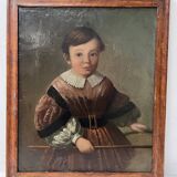 Oil on canvas depicting a young child, 19th century