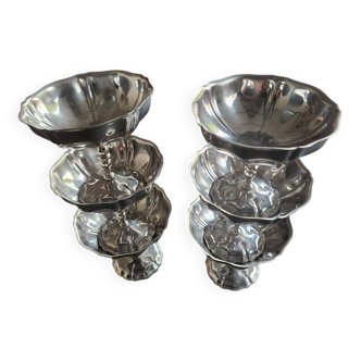 6 coupes à glace en inox vintage