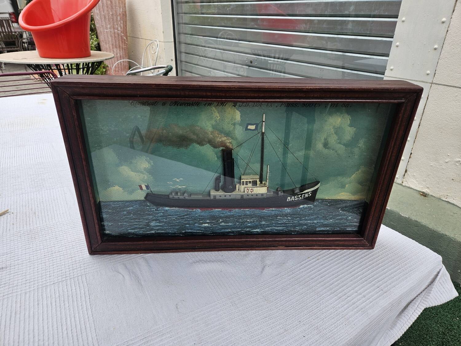 Old Diorama of the Bassens Tugboat in La Rochelle in 1917