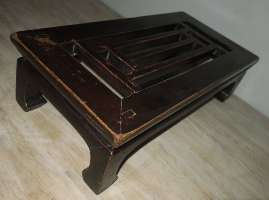 Antique Chinese low table with horse-hoof feet, 1910