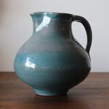 Varnished blue terracotta pitcher