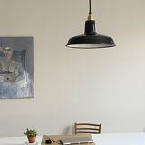 Suspension antique lampshade in black enamelled sheet metal.