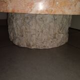 Round coffee table in fossil or mactan stone by Magnussen Ponte 1980