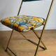 Vintage folding chair lafuma revisited yellow and blue floral fabrics