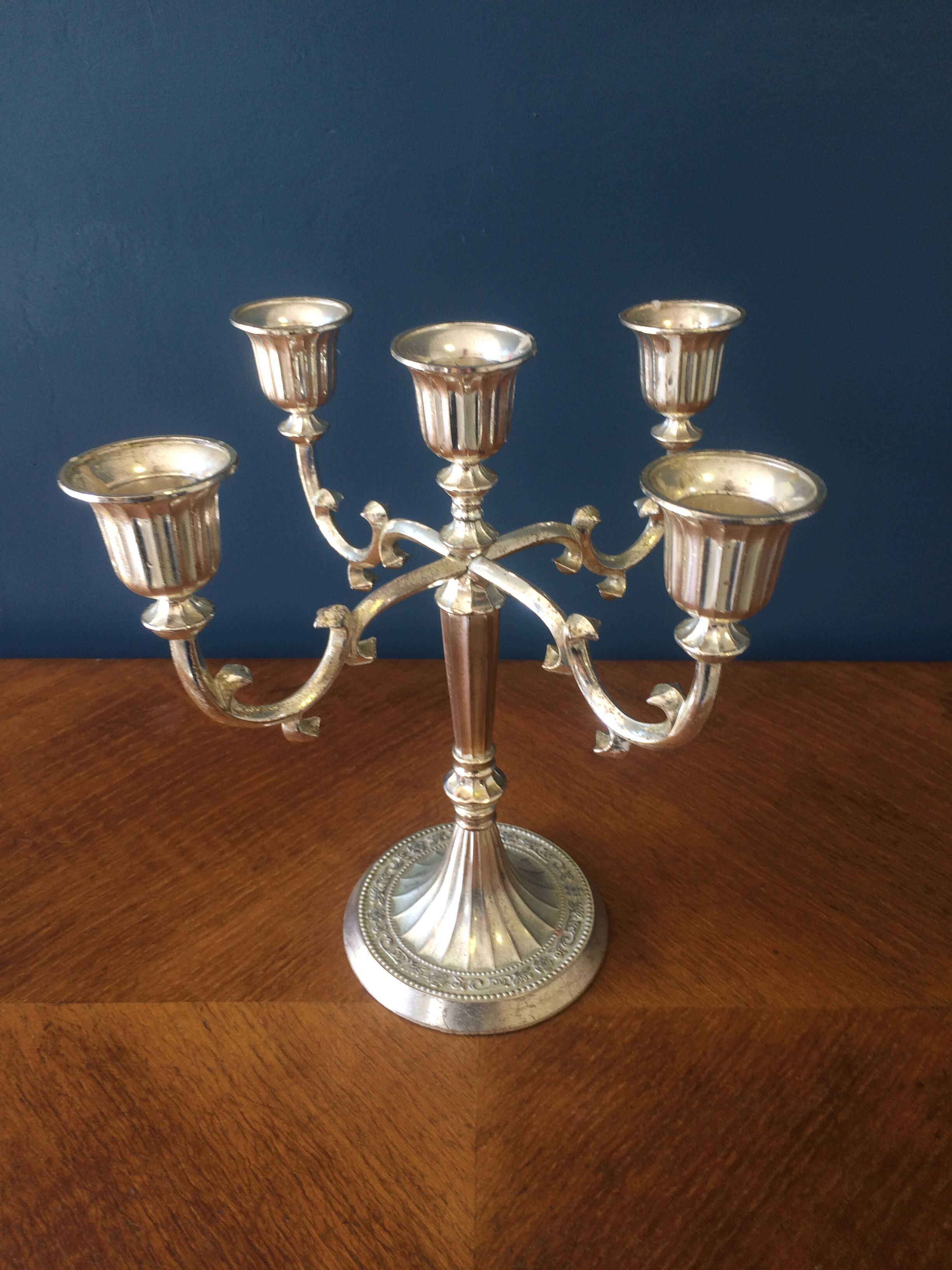Antique candlestick in silver metal