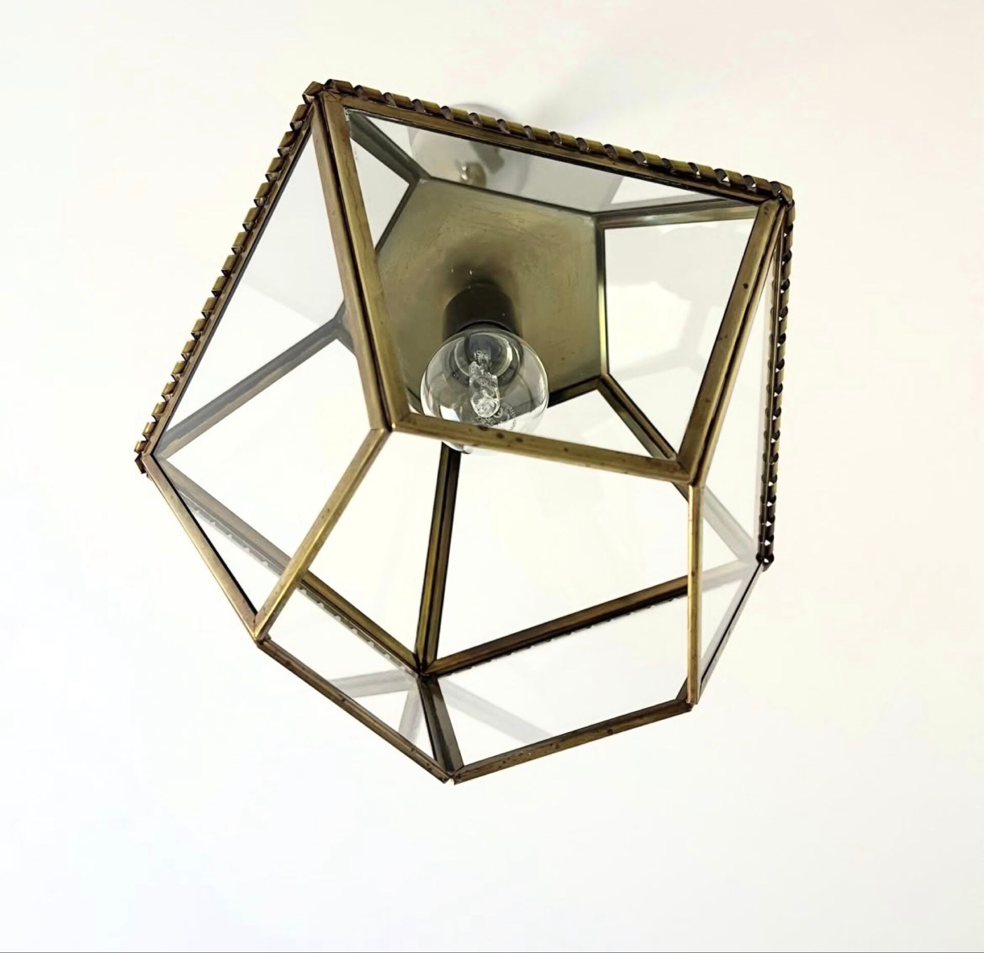 Vintage glass and brass pendant light