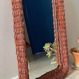 Vintage rattan wall mirror