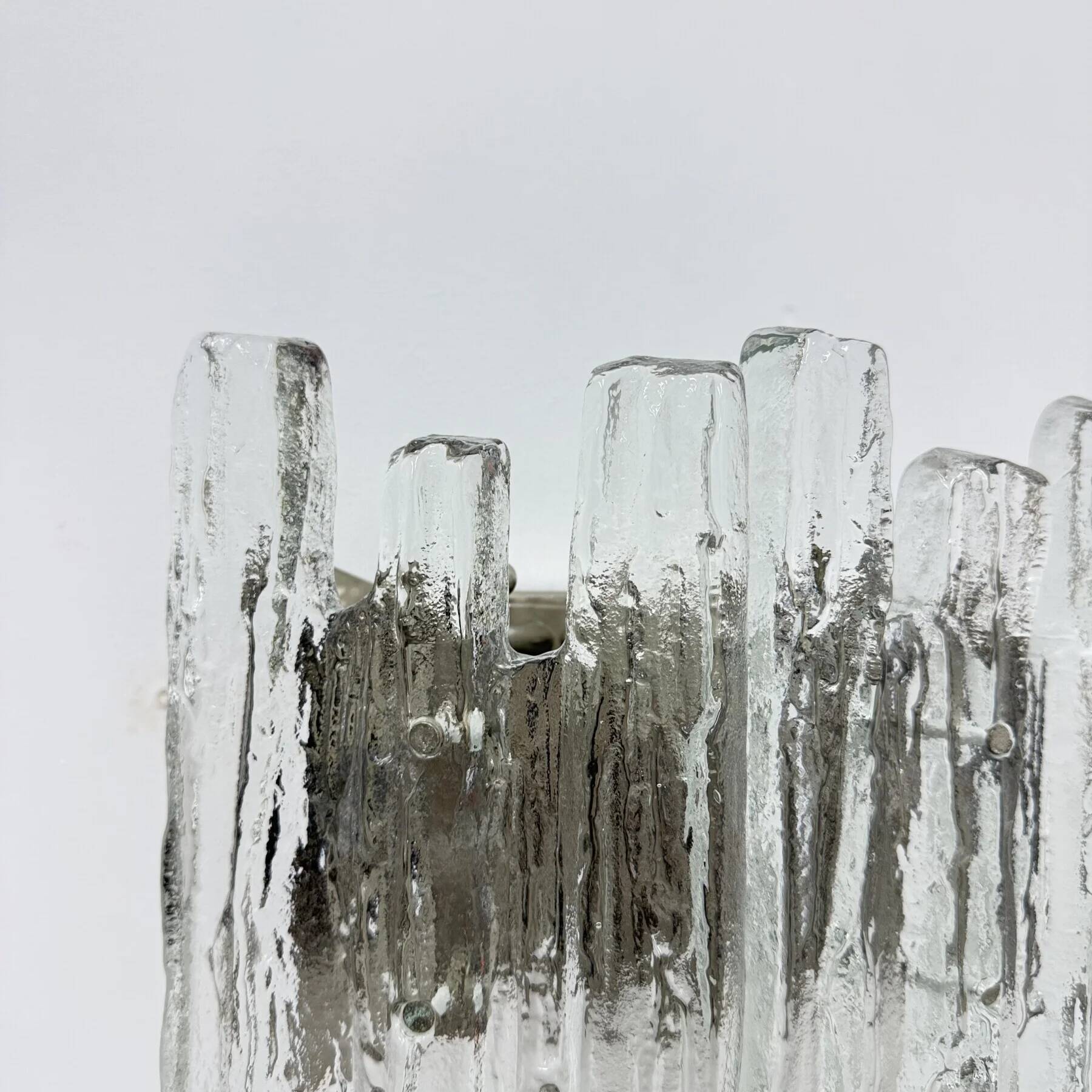 Wall sconce ice glass and metal by J.T. Kalmar for Kalmar, 60s