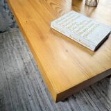 Table carrée moderniste en pin massif, années 50