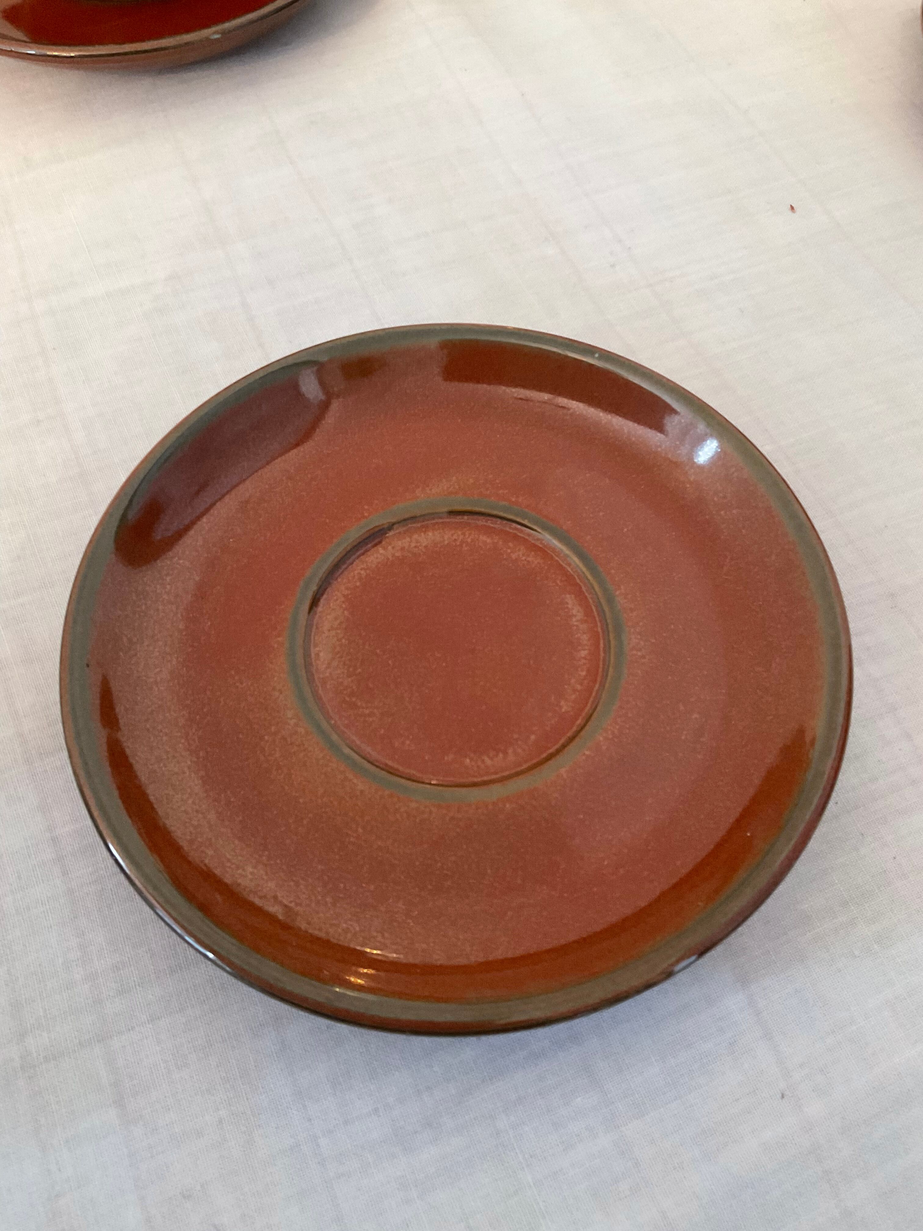 Vintage coffee set in enamelled ceramic 70s