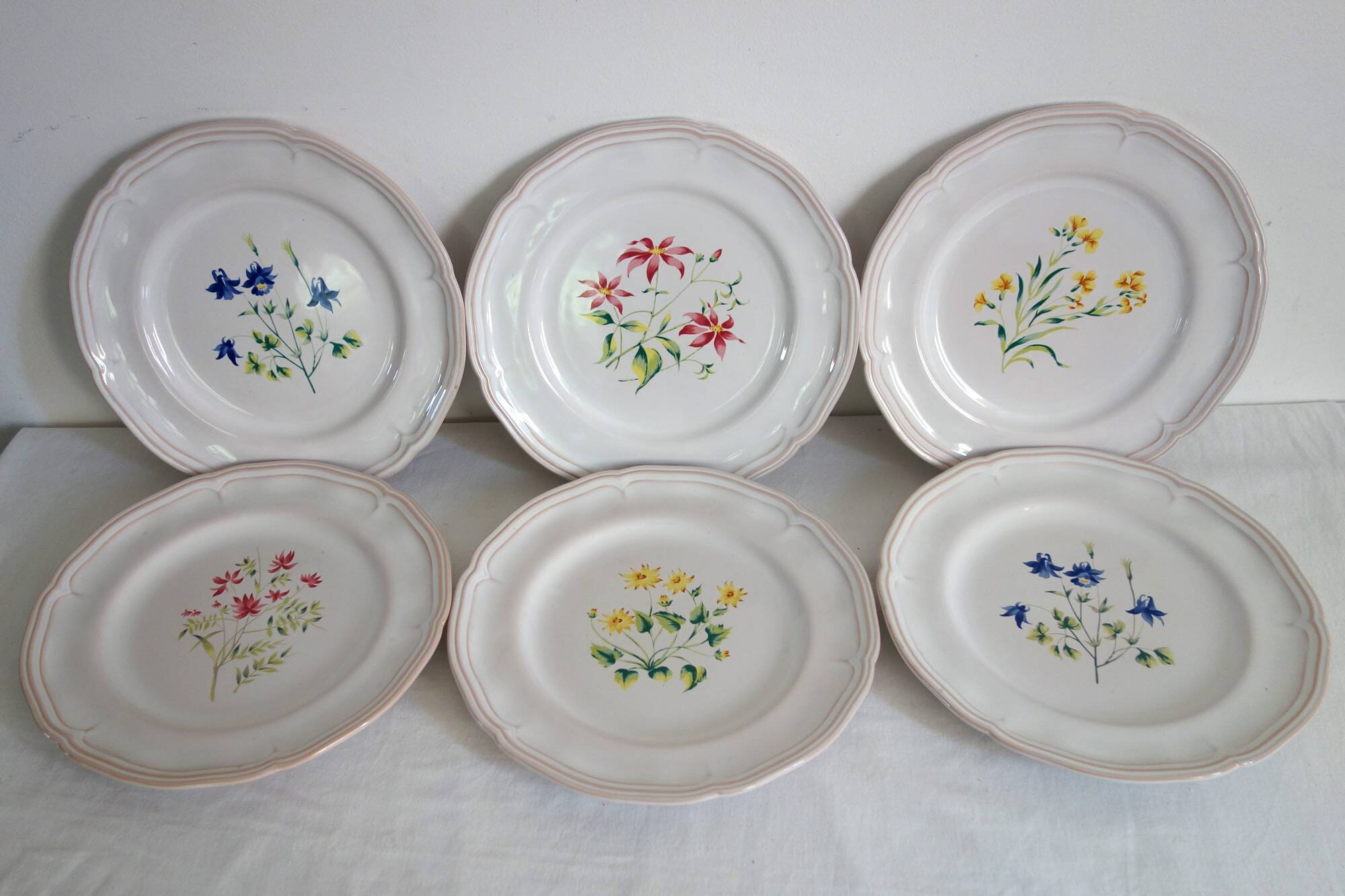 6 large flat plates Pierre Motton for Gien circa 1930