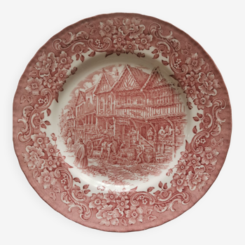 Assiette Royal Tudor Ware, rouge bordeaux, 17th century England