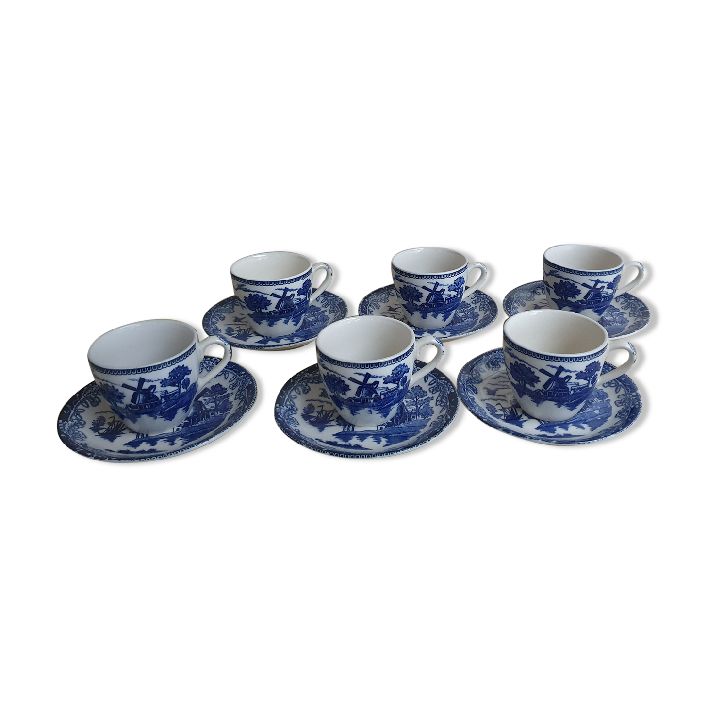 Blue Dutch landscape coffee service