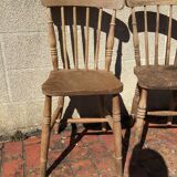 Series of 4 Western chairs in solid oak