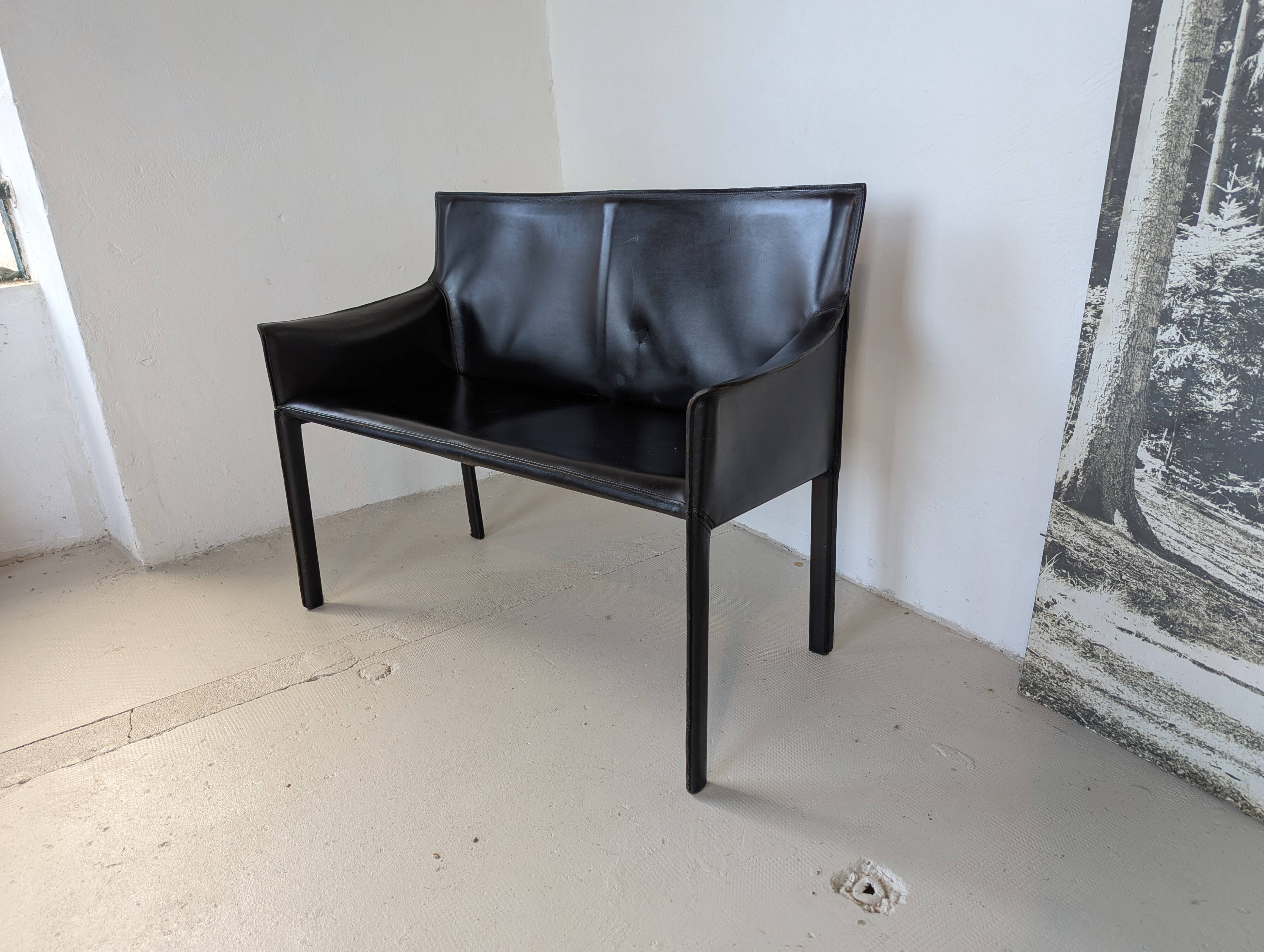 Italian designer leather bench, Enrico Pellizzoni
