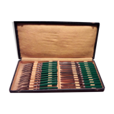 Coffret 24 couverts à dessert en bakélite verte
