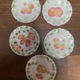 Set of 5 Sarreguemines dessert plates in vintage barbotine