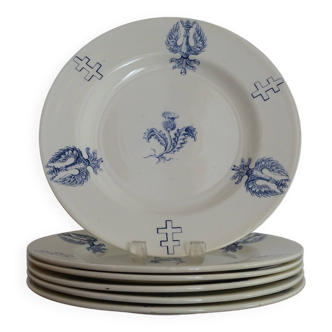 6 assiettes plates KG Lunéville - Croix Lorraine - Service impératrice Ø 24 cm