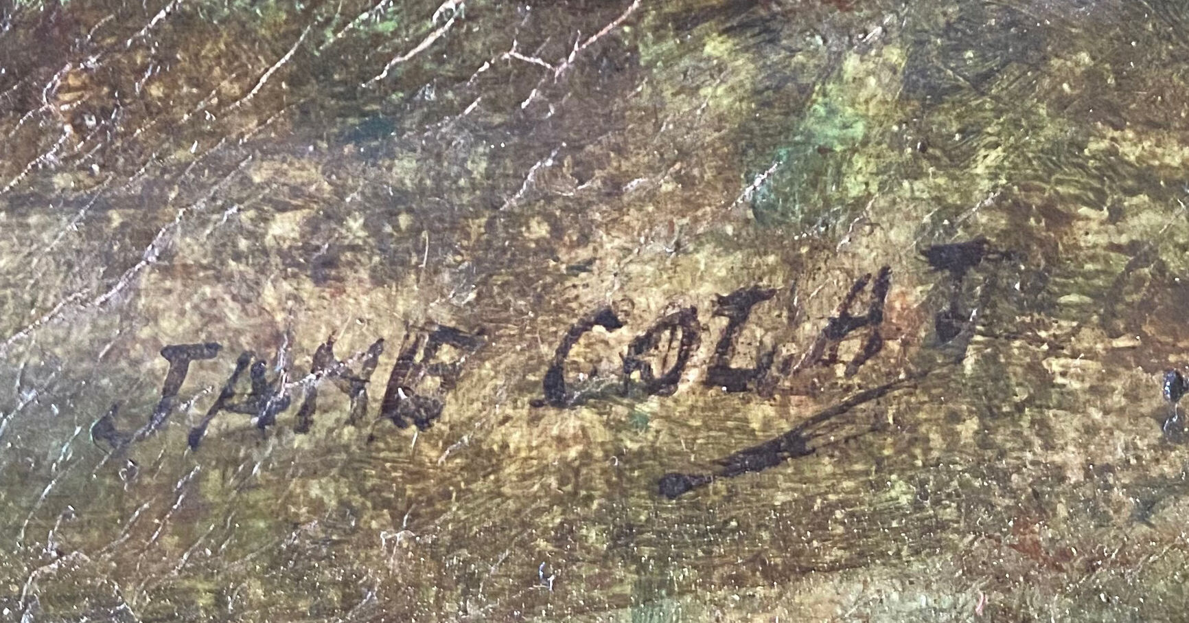 Painting Provencal school "Animated landscape" signed Jane Colat XIX ° century + frame