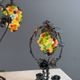 Set of three lamps in bronze and polychrome Murano glass, 20th century